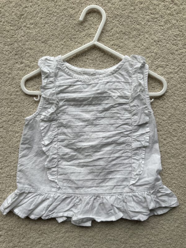 Next White Sleeveless Ruffles Blouse, 2-3Y