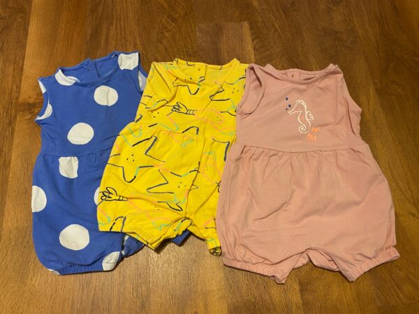 Set of 3 M&S Sea Life Rompers, 0-3M, EUC