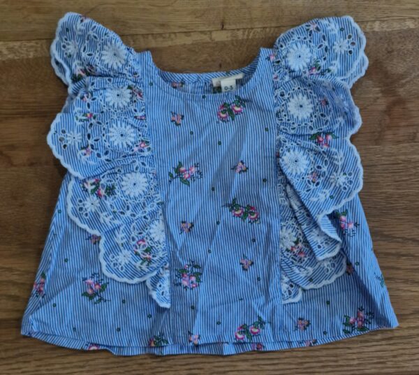 River Island Floral & Lace S/S Blouse, 0-3M