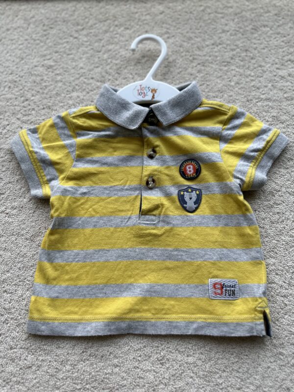 Mothercare Yellow & Grey Colorado Bear Polo Shirt, 6-9M