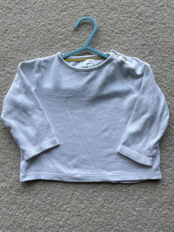John Lewis White L/S T-Shirt With Yellow Poppers, 6-9M