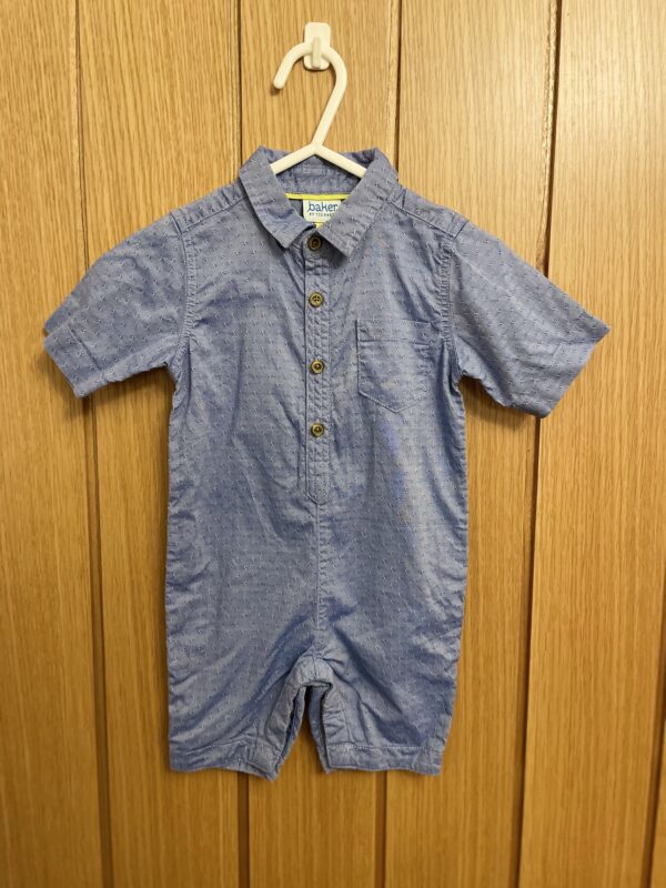 Ted Baker Collared Smart Shirt Style Romper, 0-3M