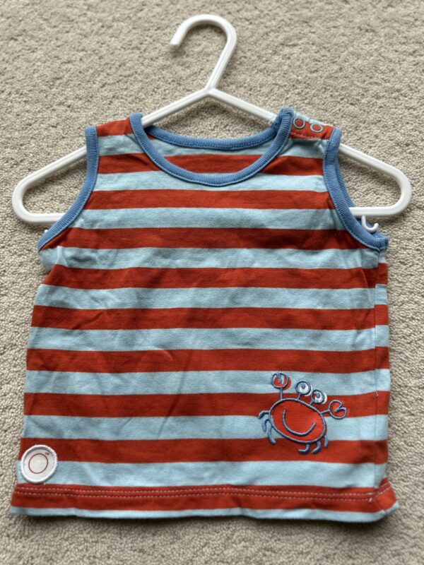 M&S Striped Vest With Crab Motif, 0-3M