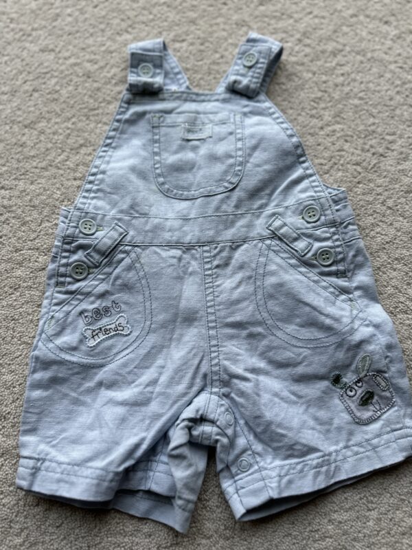 Next Pale Blue Best Friend Dog Short Dungarees, 0-3M