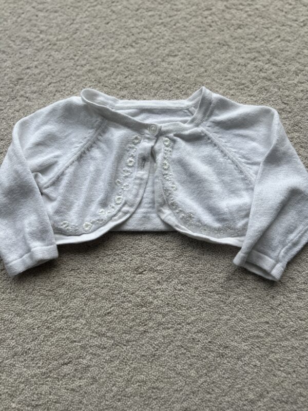 M&S White Bolero Cardigan With Emroidered Detail, 6-9M