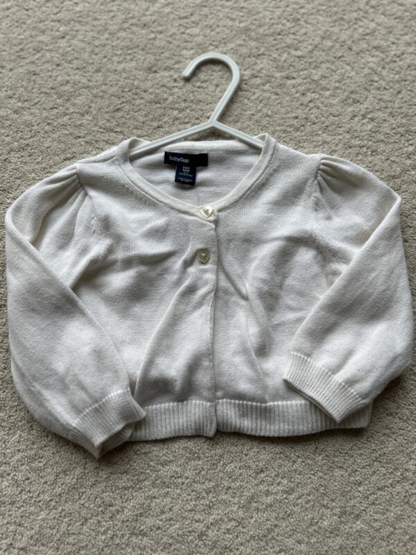 Gap White Cardigan With Heart Buttons, 6-12M