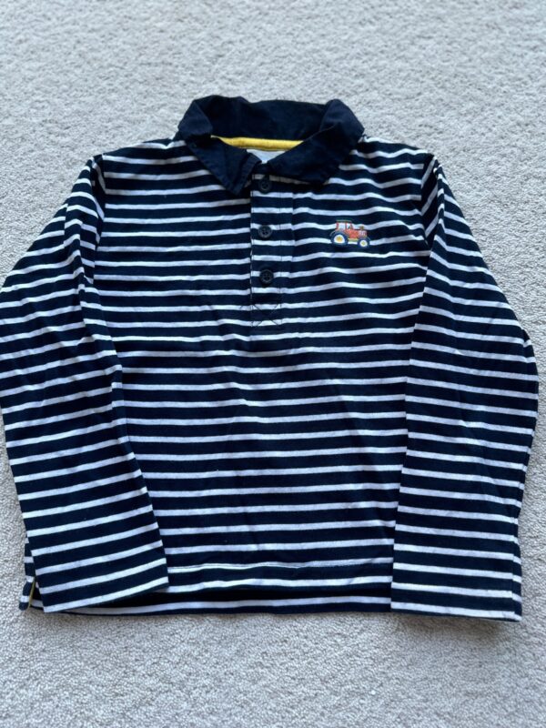 JoJo Striped L/S Top with Tractor Embroidary, 4-5Y