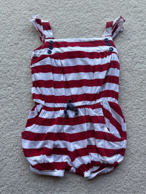 Next Red Striped Summer Playsuit, 18-24M
