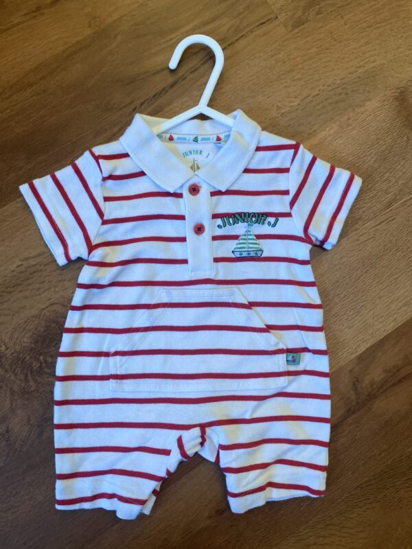 Junior J S/S Romper With Boat Motif, Newborn