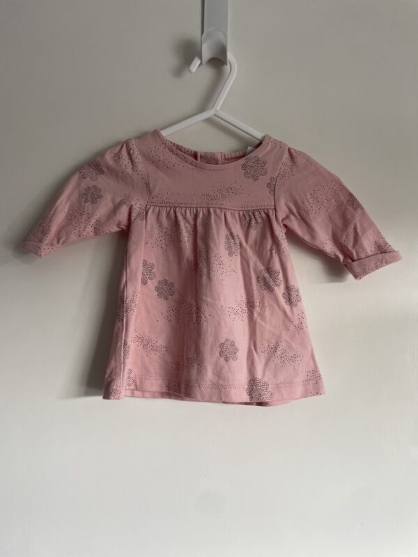 M&S L/S Pink Patterned Dress, Newborn