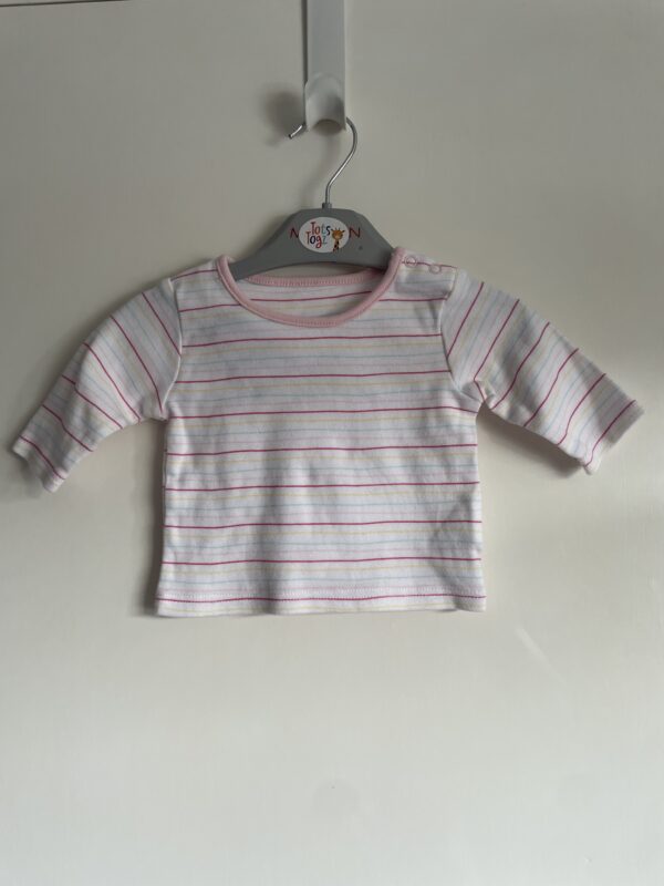 M&S Striped L/S T-Shirt, 0-1M