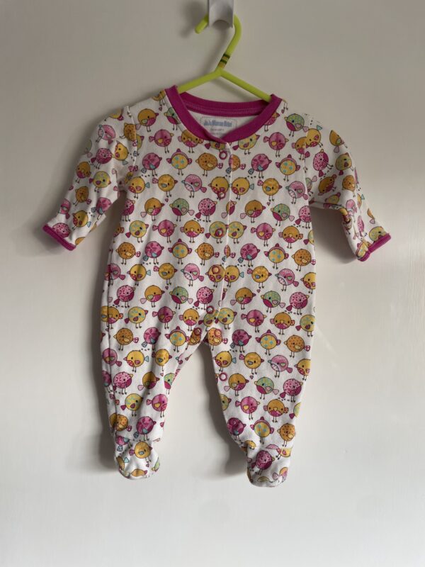 JoJo Maman Bébé Colourful Chick Sleepsuits, Newborn