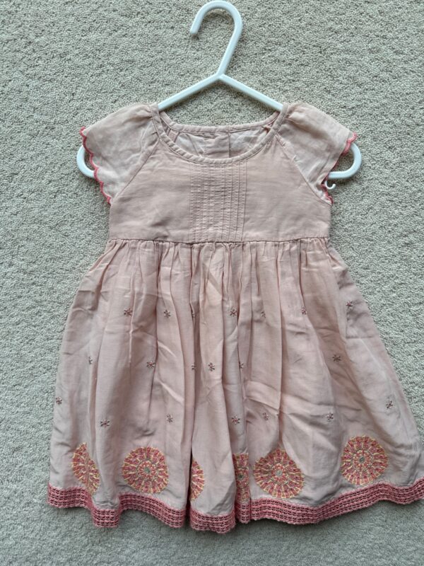 M&S Blush Embroided Dress, 3-6M