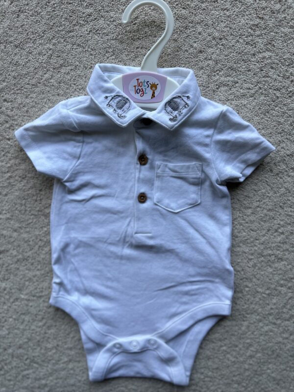 Next White S/S Polo Shirt With Elephant Emblems Bodysuit, 3-6M