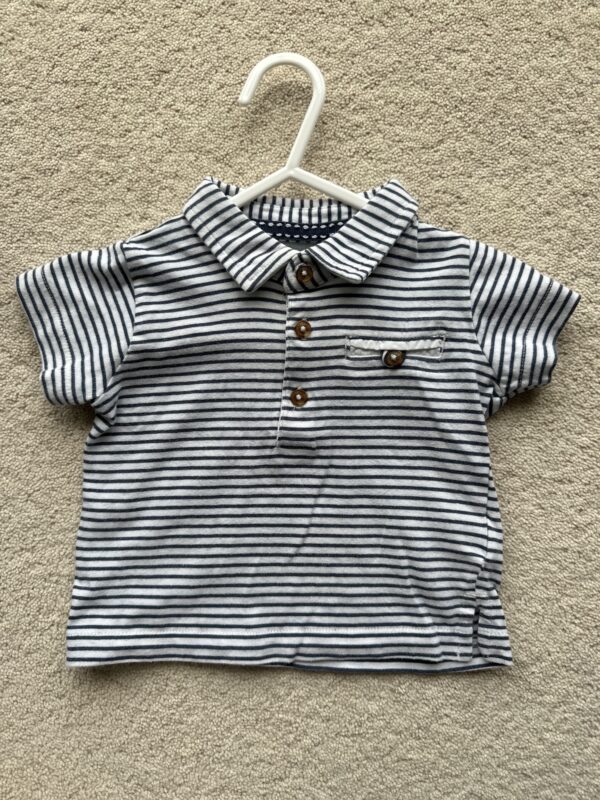 M&S Striped Collared T-Shirt, 3-6M