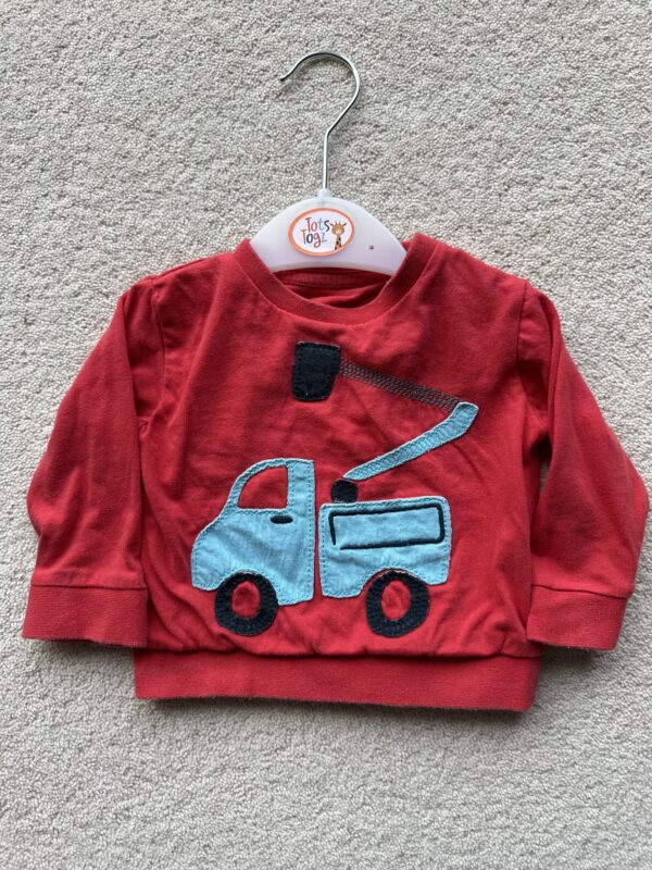 M&S Red Crane Truck Sweatshirt, 3-6M