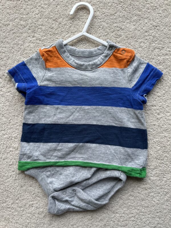Gap Colour & Grey Striped T-Shirt Bodysuit, 3-6M