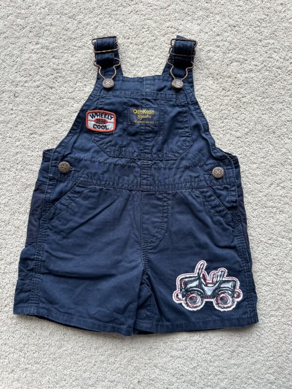 Oshkosh Short Navy Car Motif Dungarees, 6M