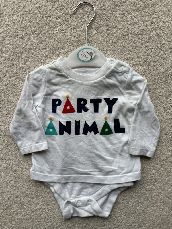 Gap L/S Party Animal T-Shirt Bodysuit, 3-6M