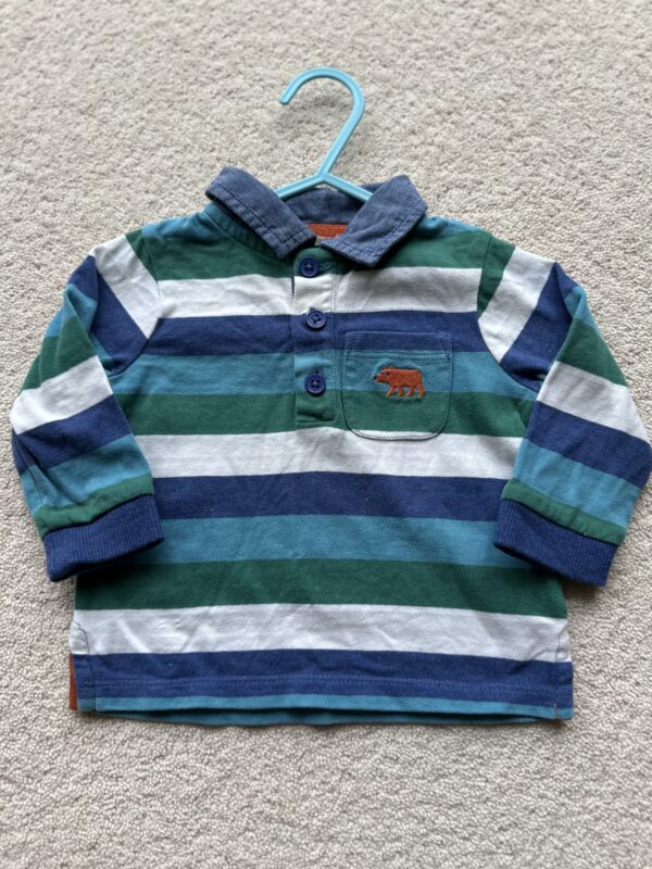 John Lewis Blue, Green & White Rugby Shirt, 3-6M