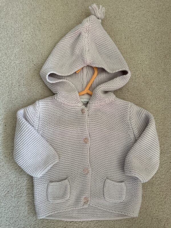 Next Tassle Hooded Pale Pink Cardigan, 3-6M