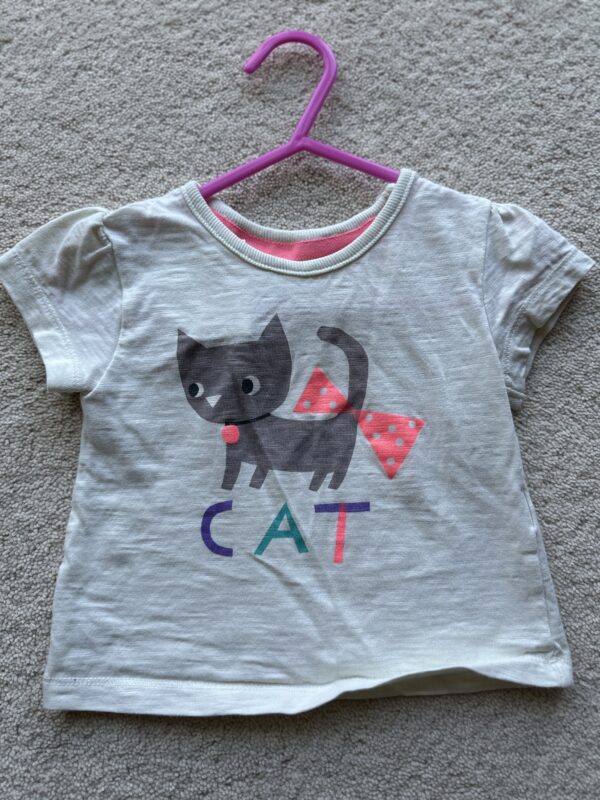 M&S Cat Bow T-Shirt, 3-6M