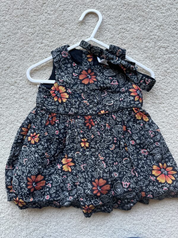 Next Black Floral Sleeveless Dress, 3-6M