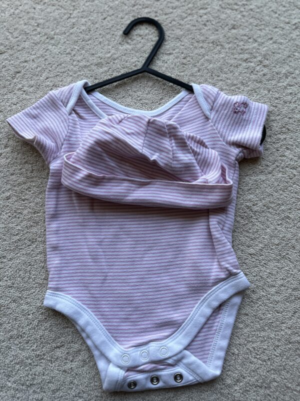 John Lewis Striped S/S Bodysuit & Hat, 3-6M