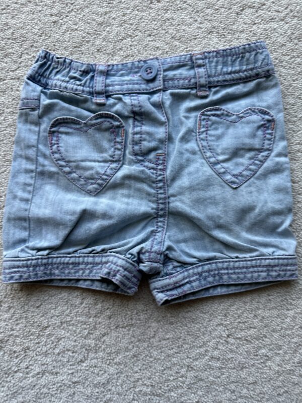 M&S Denim Heart Shorts, 3-6M