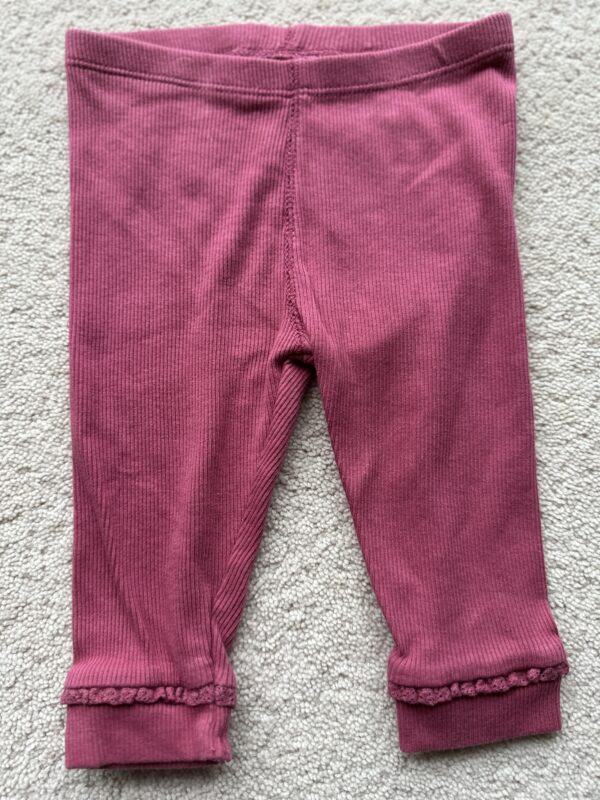 Next Pink Ribbed Leggings, 3-6M