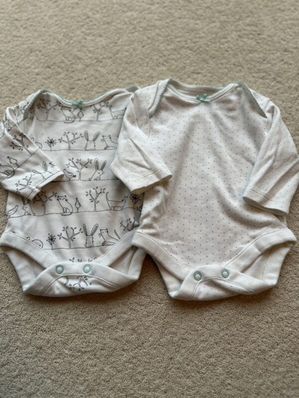 M&S Set Of Two Long Sleeve Bodysuits, 0-1M