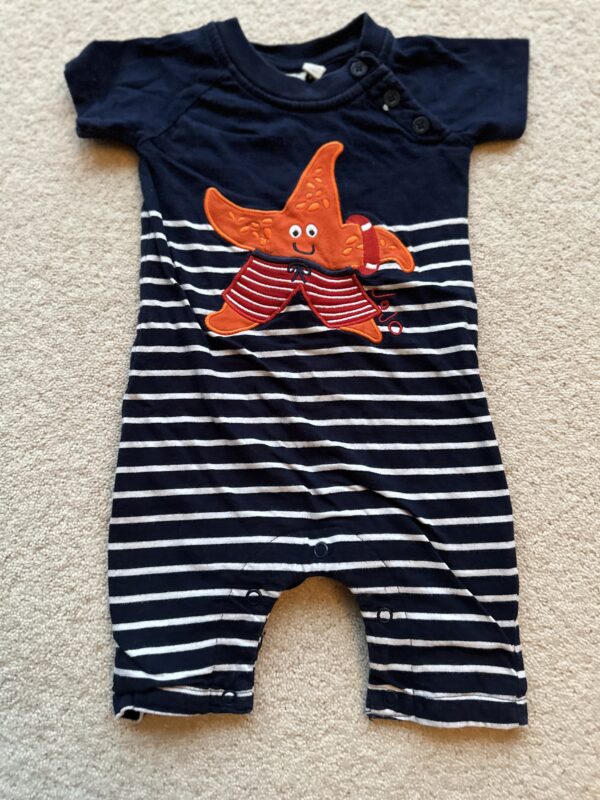 Jo-Jo Starfish Shorts Romper, 3-6M