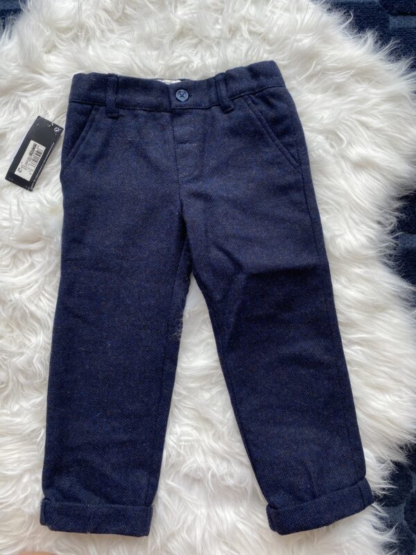 M&S Autograph, Navy Wool Trousers With Adjustable Waist, 2-3Y, BNWT