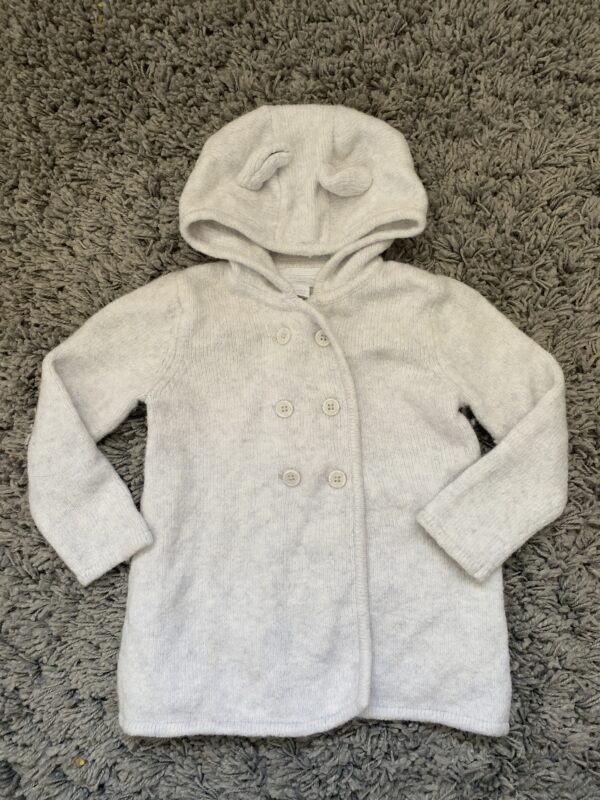 White Co, Long Length Soft Hooded Cardigan, 18-24 Months