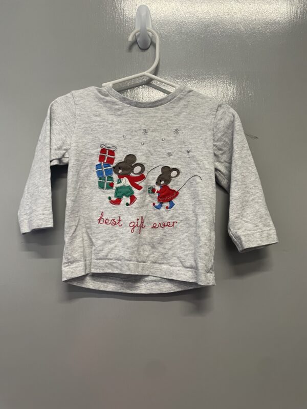 Christmas L/S Best Gift Ever Mouse T-Shirt, 9-12M