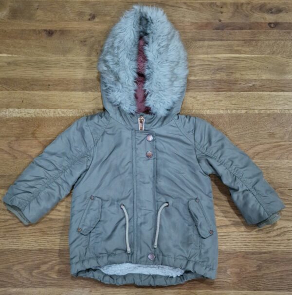 Next Coat With Fur Lined Hood, 6-9M