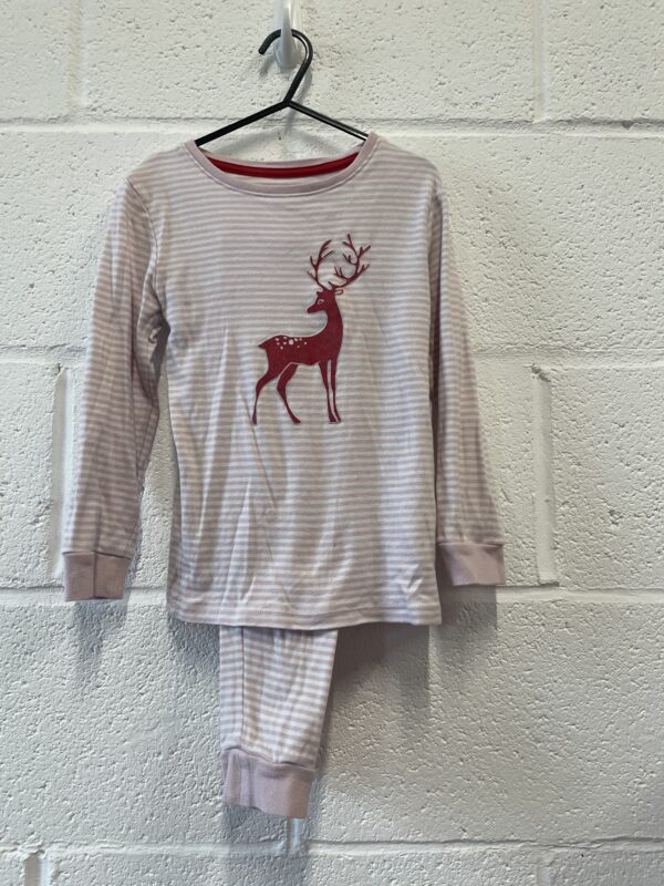 M&S Striped Reindeer PJ Set* marks on front, 5-6Y