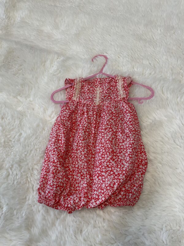M&S Red Floral Romper Outfit, 0-3M