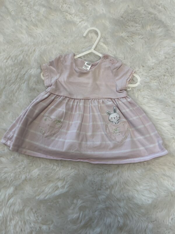 Mini Club S/S Dress With Heart Pocket and Bunny Details, 0-3M