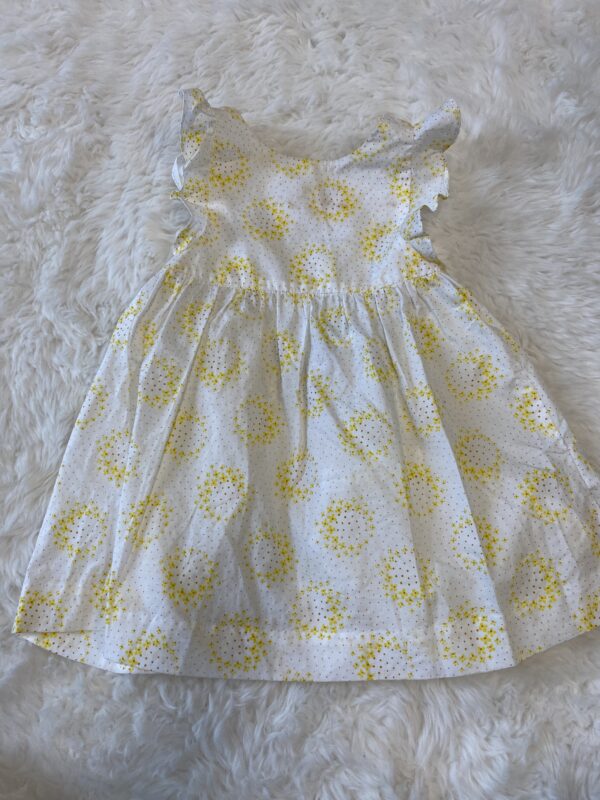 Jacadi White S/S Dress With Yellow Flower Details With Frilly Pants, 18M, BNWOT