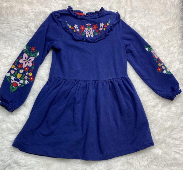 Boden L/S Dress With Floral Embroidery, 5-6Y