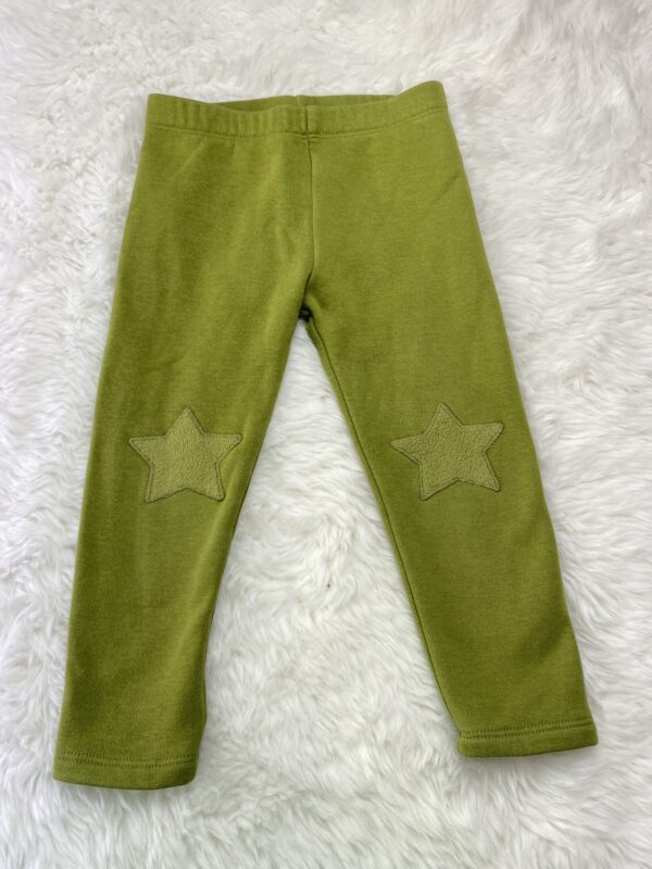 Next Green Fleece Lined Leggings With Star Details, 2-3Y