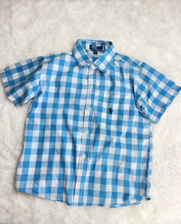 Ralph Lauren S/S Checked Shirt, *slight bobbling, Large Approx 8Y