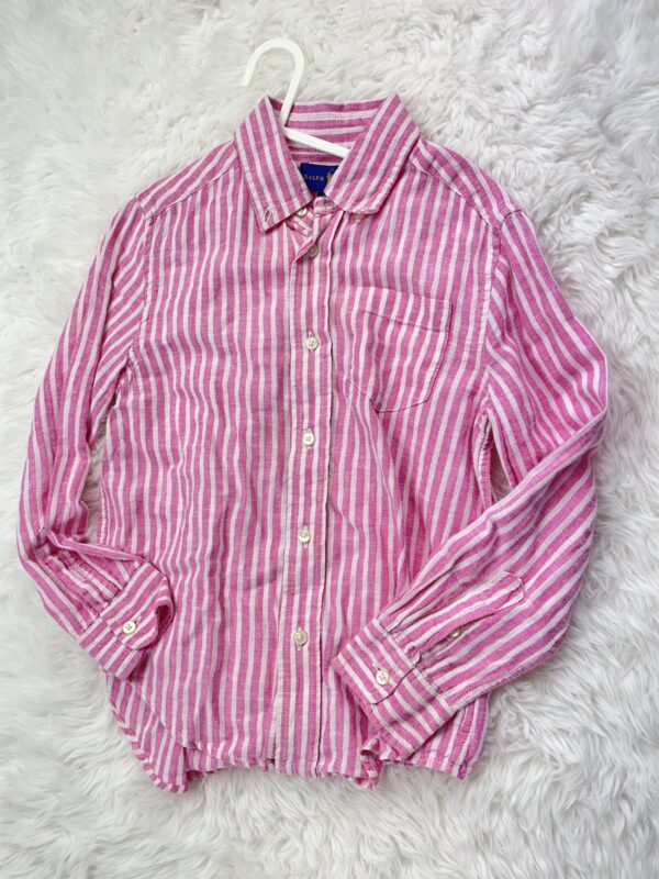 Ralph Lauren Pink Striped Shirt, 5Y, RRP £75