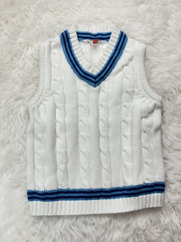 John Lewis Sleeveless Cricket Jumper, 9-12M, EUC