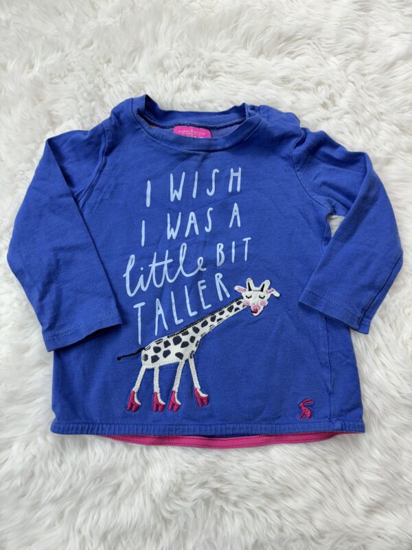 Joules Giraffe L/S Top, 9-12M, * Minor wash wear