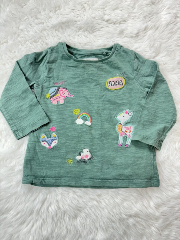 Next L/S Green Top with Motifs, 9-12M