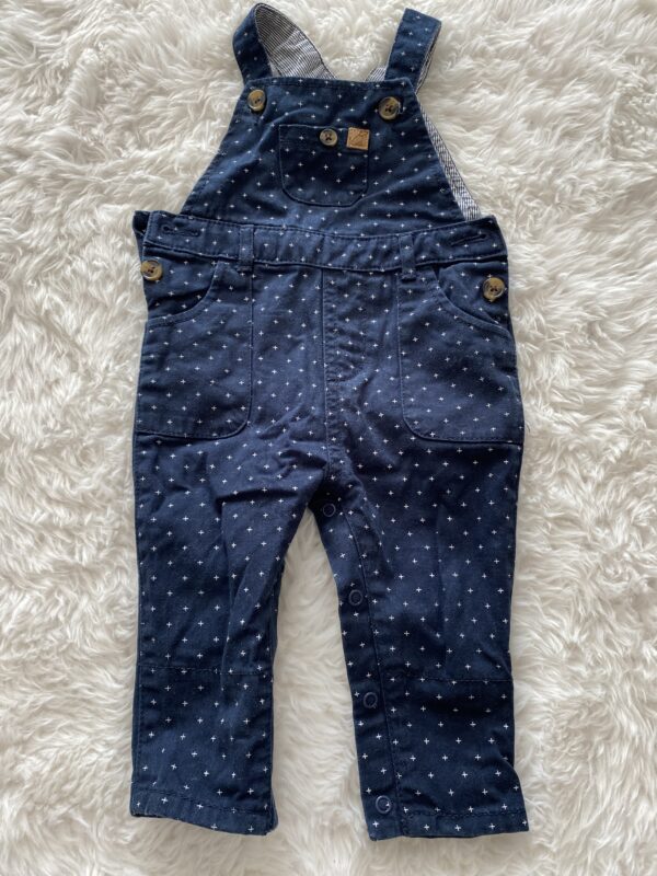 John Lewis Blue Patterned Dungarees, 6-9M