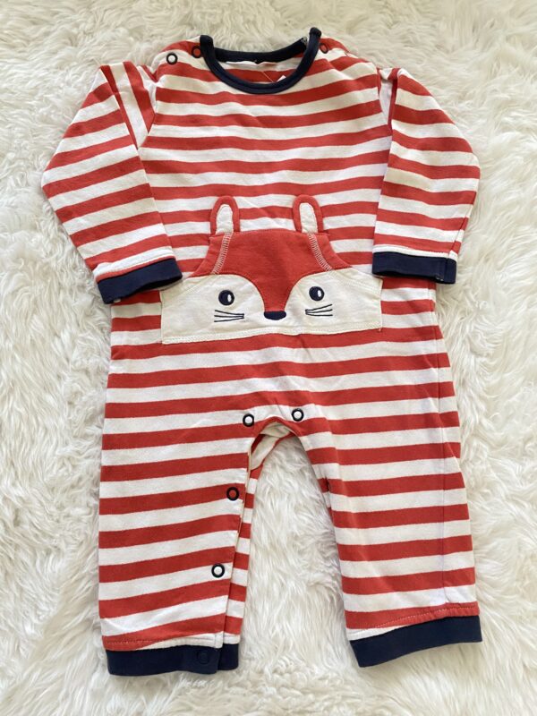 John Lewis Fox Striped Footless Sleepsuit, 3-6M