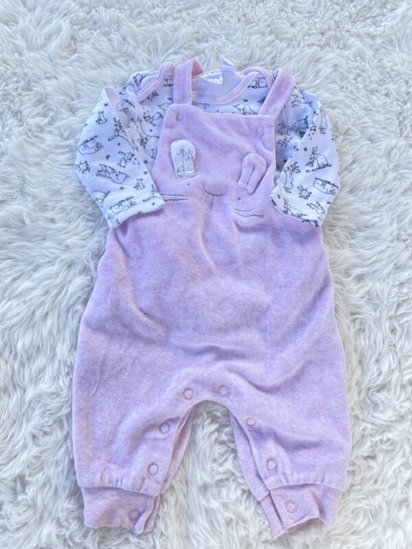 Next Pink Rabbit Dungaree & Top Set, 0-3M